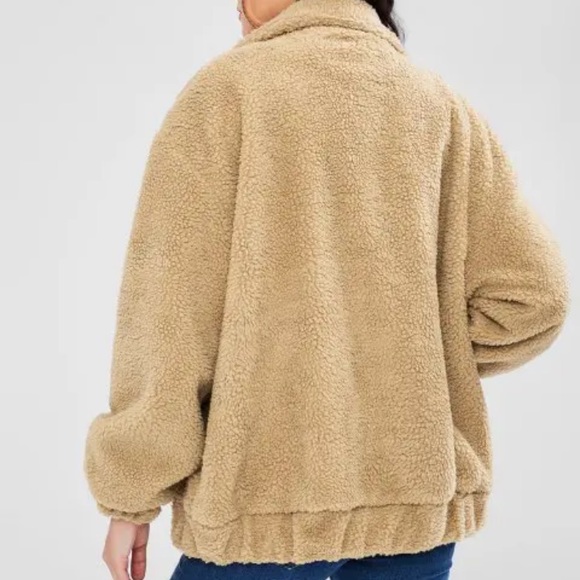 ZAFUL Fluffy Zip Up Winter Teddy Coat - Camel Brown - Picture 4 of 4